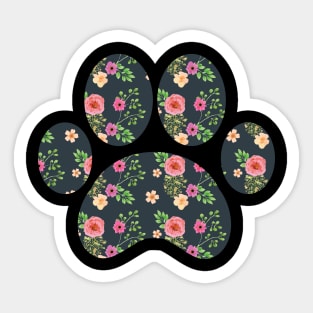 Cute Puppy Paw Floral Design Sticker